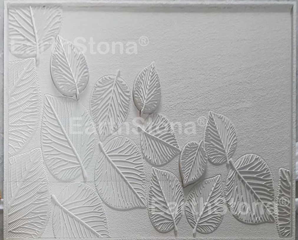 Minimal Leaf Harmony Texture Stone Wall Carving in Natural Stone